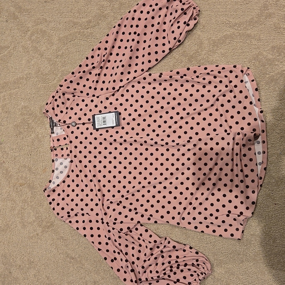Adrianna Papell Pink and Black Blouse with 3/4 Sleeves